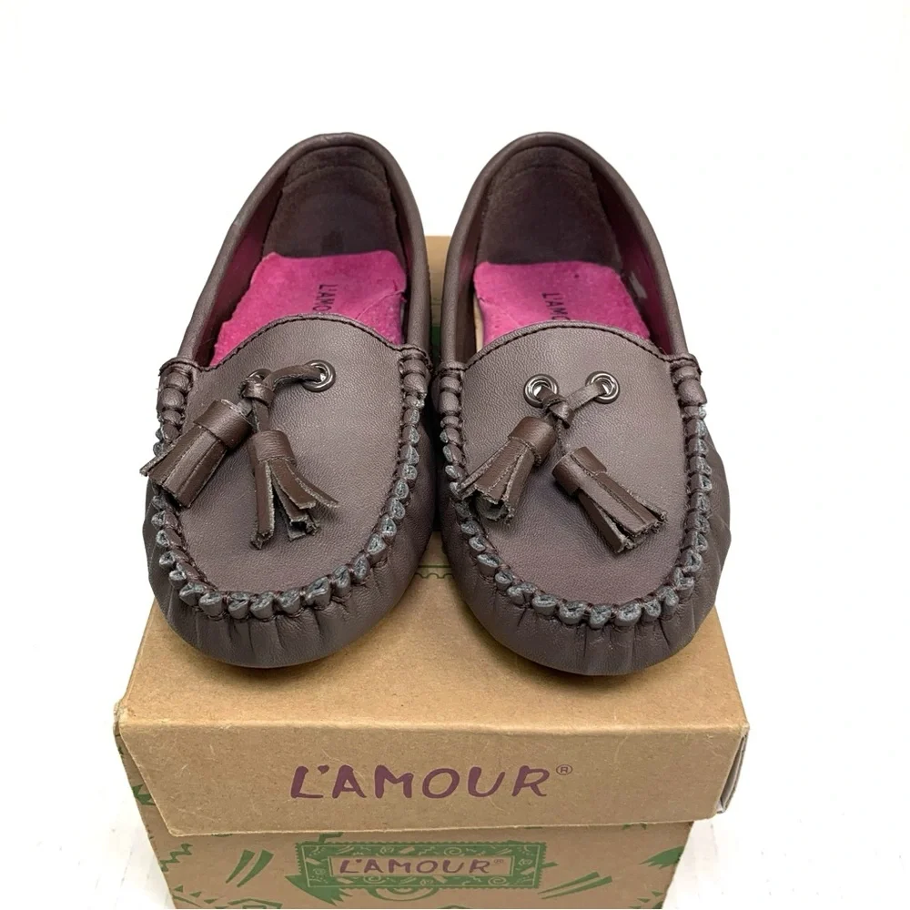 L'Amour Kids Brown Tassel Loafers - Picture 2 of 6